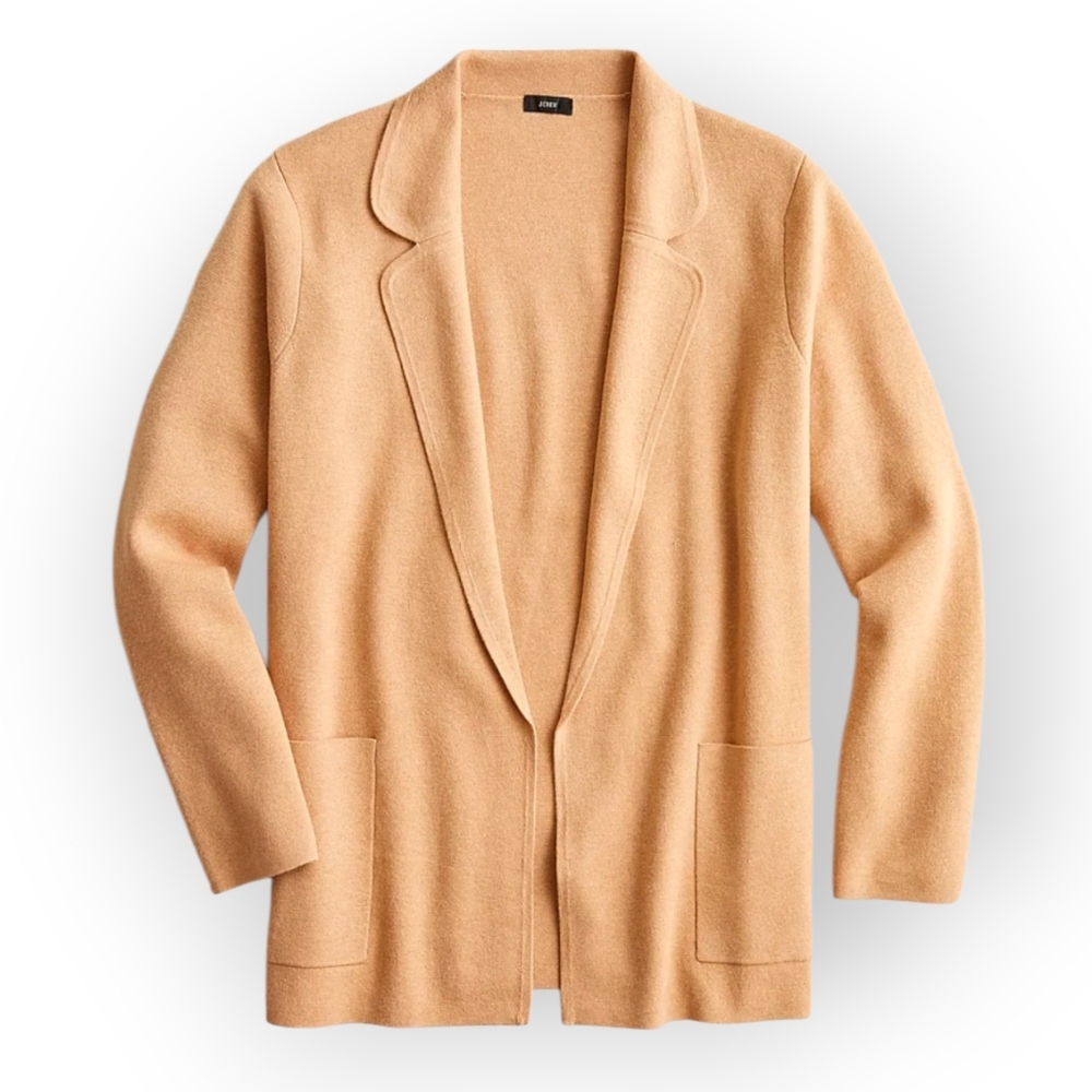 J. Crew Neutral Camel Open-Front Blazer